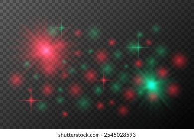 Red and Green Festive Light Burst with Glowing Particles	
