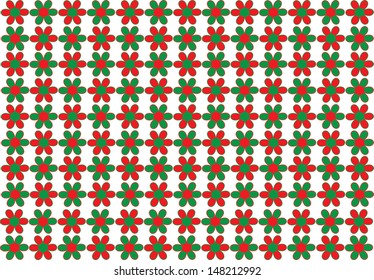 Red and Green Flower Pattern. Vector