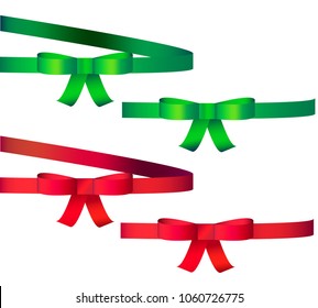 red and green gift bow with ribbons