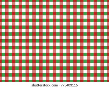 Red and Green Gingham pattern. Christmas Tablecloth Texture