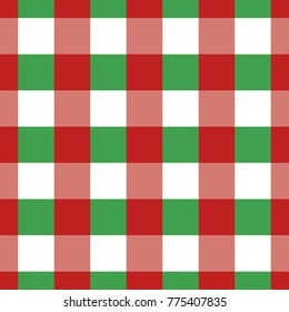 Red and Green Gingham pattern. Christmas Tablecloth Texture