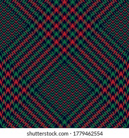 Red green glen plaid pattern vector. Seamless hounds tooth tweed check plaid for coat, skirt, trousers, jacket, or other modern autumn and winter fashion fabric print.