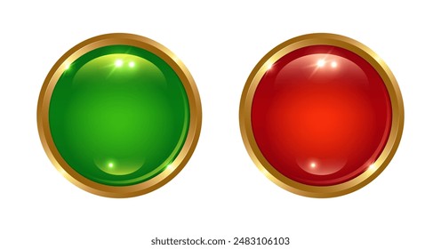 Red and green glossy push buttons.