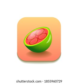 Red And Green Guava Food Fruit Logo Vector Symbol Icon Design Style