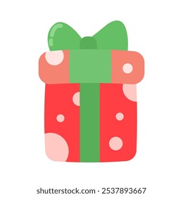 Red and Green Holiday Gift Box Illustration