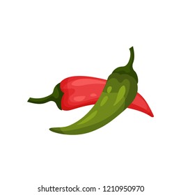 Red and green hot chilli pepper vector Illustration on a white background