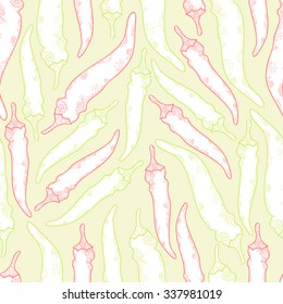 Red and green hot chilli pepper seamless pattern. Color print.
