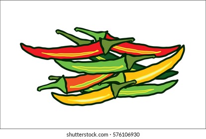 Red and green hot chillies 