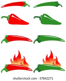 Red and green hot peppers