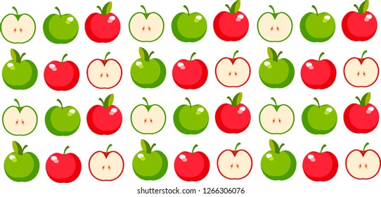 red and green icon of apple on a white background. Vector illustration for your design.