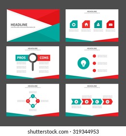 Red and green Infographic elements presentation template flat design set for brochure flyer leaflet