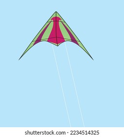 Red and green kite. vector illustration