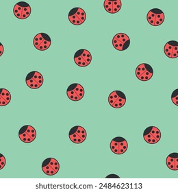 Red and green ladybug seamless textile pattern