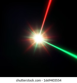 red and green laser beam. vector illustration