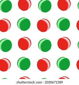Red and green macaron seamless pattern. Vector macaron seamless pattern.