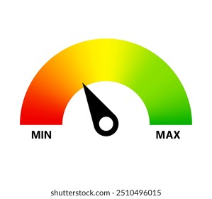 Icono del tablero de instrumentos del indicador del nivel máximo mínimo del medidor verde rojo