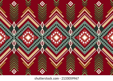 red green mexican vintage geometric oriental ikat seamless traditional ethnic pattern design for background, carpet, wallpaper backdrop, clothing, wrapping, batik, fabric. embroidery style. vector