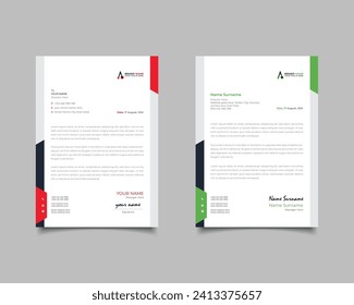 Red And Green Modern Business Letterhead Simple clean Template Design