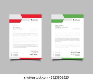 Red And Green Modern Business Letterhead Simple Clean Template Design