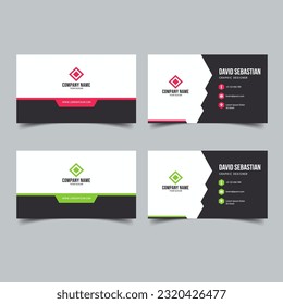 Red and Green Modern Creative Business Card and Name Card, Horizontal Simple Clean Template Vector Design.