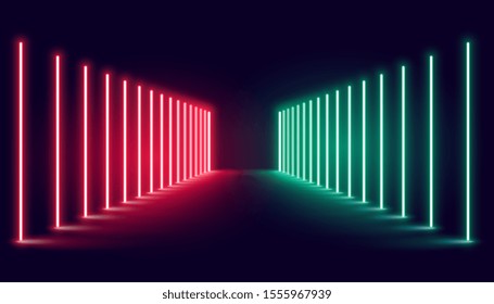 red and green neon light stage background design