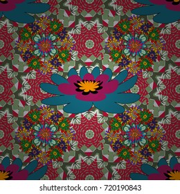 Red, green and neutral spring flowers. Greeting card. Floral seamless pattern. Vector abstract flowers. Wedding invitation template. Floral wall art painting for home. Floral card.