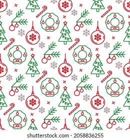 Red and green new year icons on a white background.