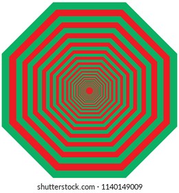 Red and green octagon illusion
