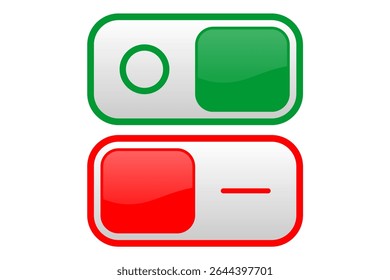 Red and Green On Off Switch Icon Vector Design for Web Interface Graphic Elements in EPS File Isolated on White Background