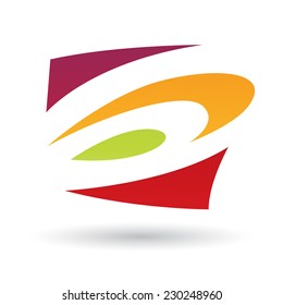 Red, Green and Orange Abstract Icon Illustration isolated on a white background