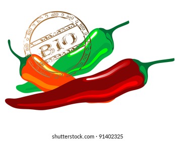 Red, green and orange chilli pepper