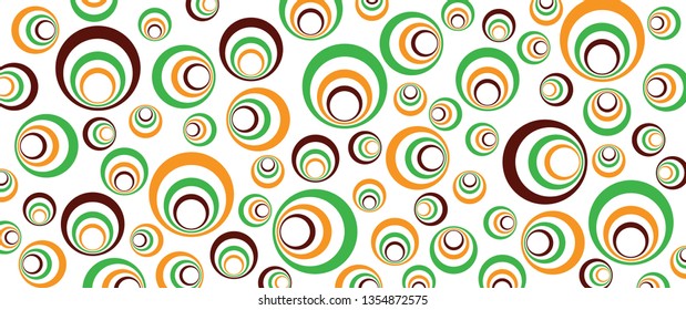 Red green orange circles Memphis style Design Shapes pattern Vector dots background texture Funny round circle pois Happy hippie flower power polka dot point Retro Pop Art looking look 80's 70's years