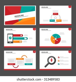 Red green orange Multipurpose Infographic elements and icon presentation flat design set for advertising marketing brochure flyer leaflet