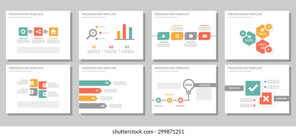 Red Green Orange Multipurpose Presentation Template Brochure Flyer Flat Design Set For Marketing And Advertising 1