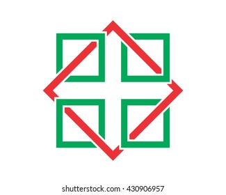 red green ornament pattern abstract image vector icon