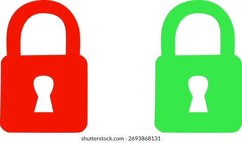 Red and Green Padlock Icons Security Locked and Unlocked Symbols
