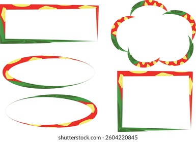 red green pattern colorful different abstract frames shapes set