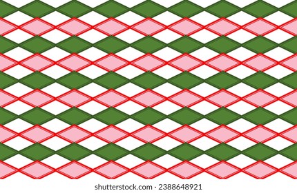 Red and green pattern, two tone red diamond checkerboard repeat pattern, replete image, design for fabric printing, Christmas's background
