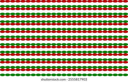 Red and green pattern, two tone red string beads repeat pattern, replete image, design for fabric printing, Christmas's background, horizontal string