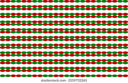 Red and green pattern, two tone horizontal string beads repeat pattern, replete image, design for fabric printing, Christmas's background, horizontal string