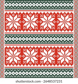red and green patterned pixel art fabric with white flowers. The design is intricate and detailed, with each flower having a unique shape and size. design for all business