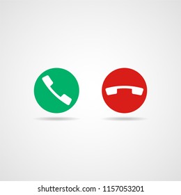 Red and green phone icon. Vector