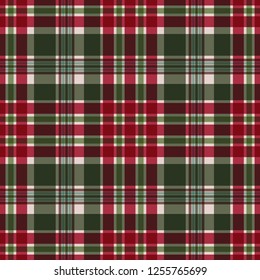 Red and Green Plaid Seamless Pattern - Festive plaid design in muted Christmas colors