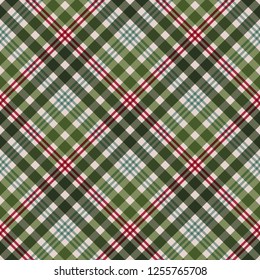 Red and Green Plaid Seamless Pattern - Festive plaid design in muted Christmas colors
