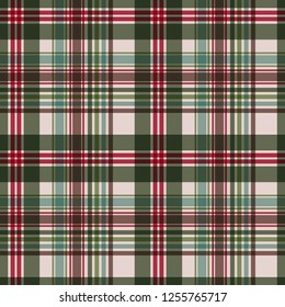 Red and Green Plaid Seamless Pattern - Festive plaid design in muted Christmas colors