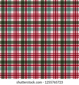 Red and Green Plaid Seamless Pattern - Festive plaid design in muted Christmas colors