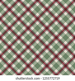 Red and Green Plaid Seamless Pattern - Seasonal plaid design in vintage Christmas colors