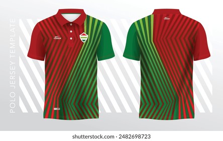 red and green polo sport shirt sublimation jersey template