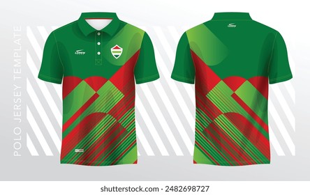 red and green polo sport shirt sublimation jersey template