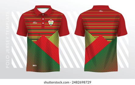 red and green polo sport shirt sublimation jersey template